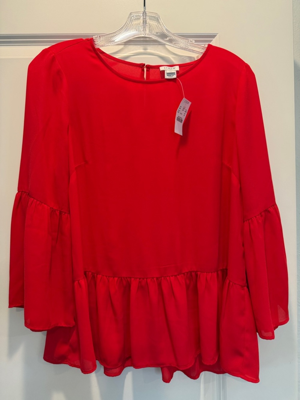 J. Crew Red Peplum Bell-Sleeve Tunic